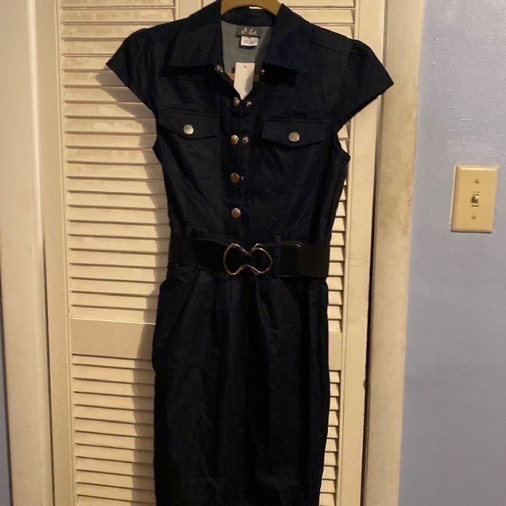 Dots jean like shirt dress